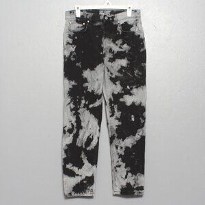 Elan black gray tie dye button fly straight jeans
